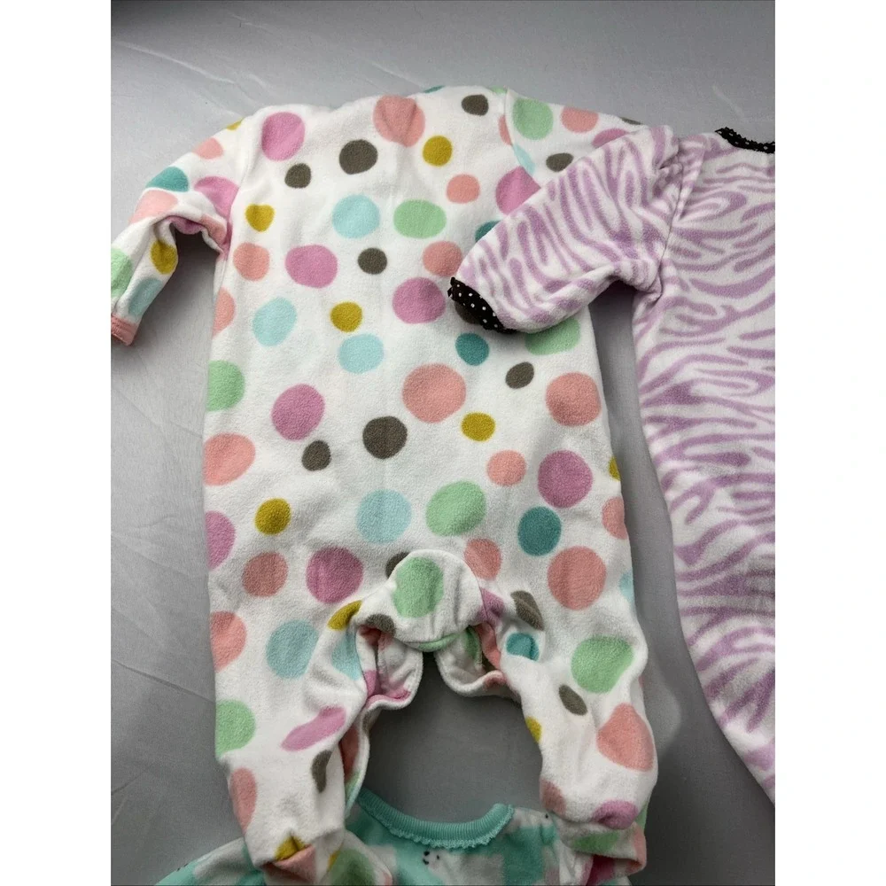 Carters Baby Girl Footed Pajamas Lot 6 Fleece Cotton Sleep Play 3M-6M
